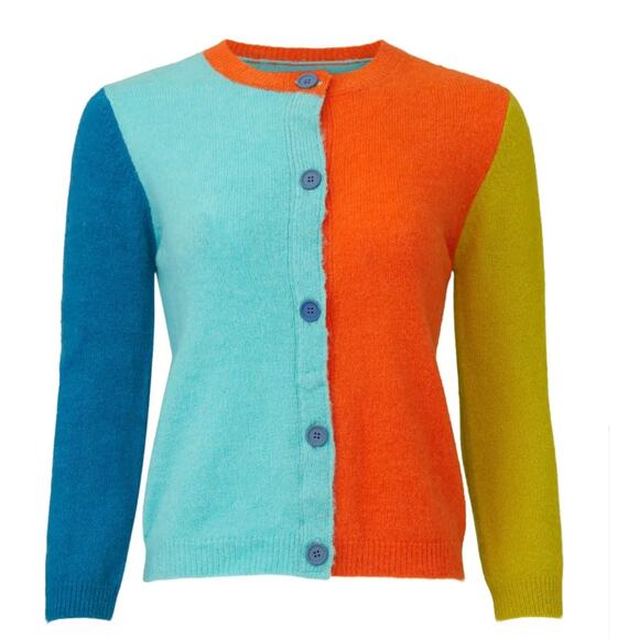 Simon Miller Blue Colorblock Cardigan Sweater SMALL Alpaca Wool Whimsical $365 - Picture 7 of 12